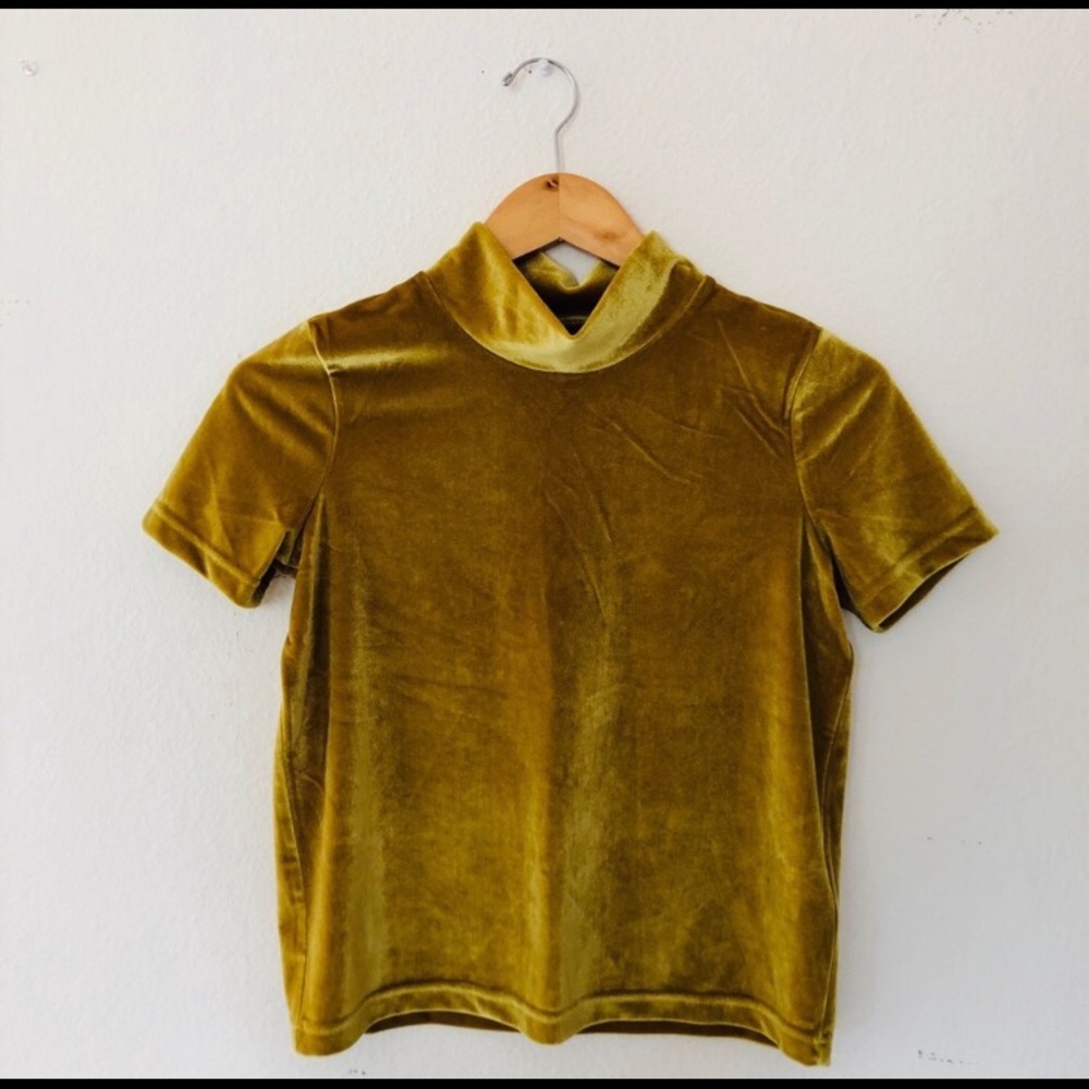 Madewell Mustard velvet blouse
